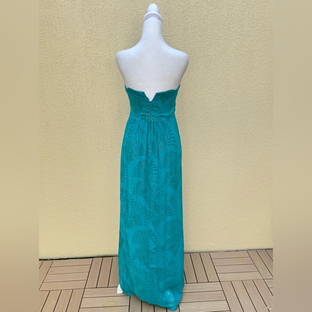 Nicole miller strapless silk maxi turquoise blue dress - Picture 2 of 9
